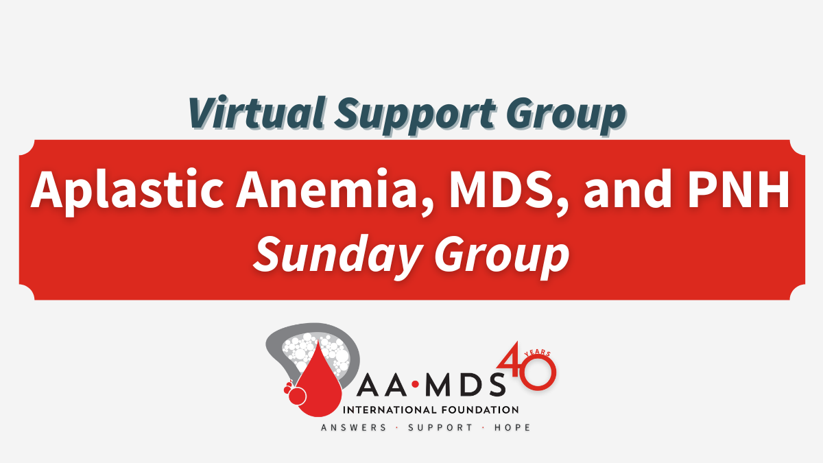 Introductory image: Aplastic Anemia, MDS, PNH Virtual Support Group - Sundays - 2023 September