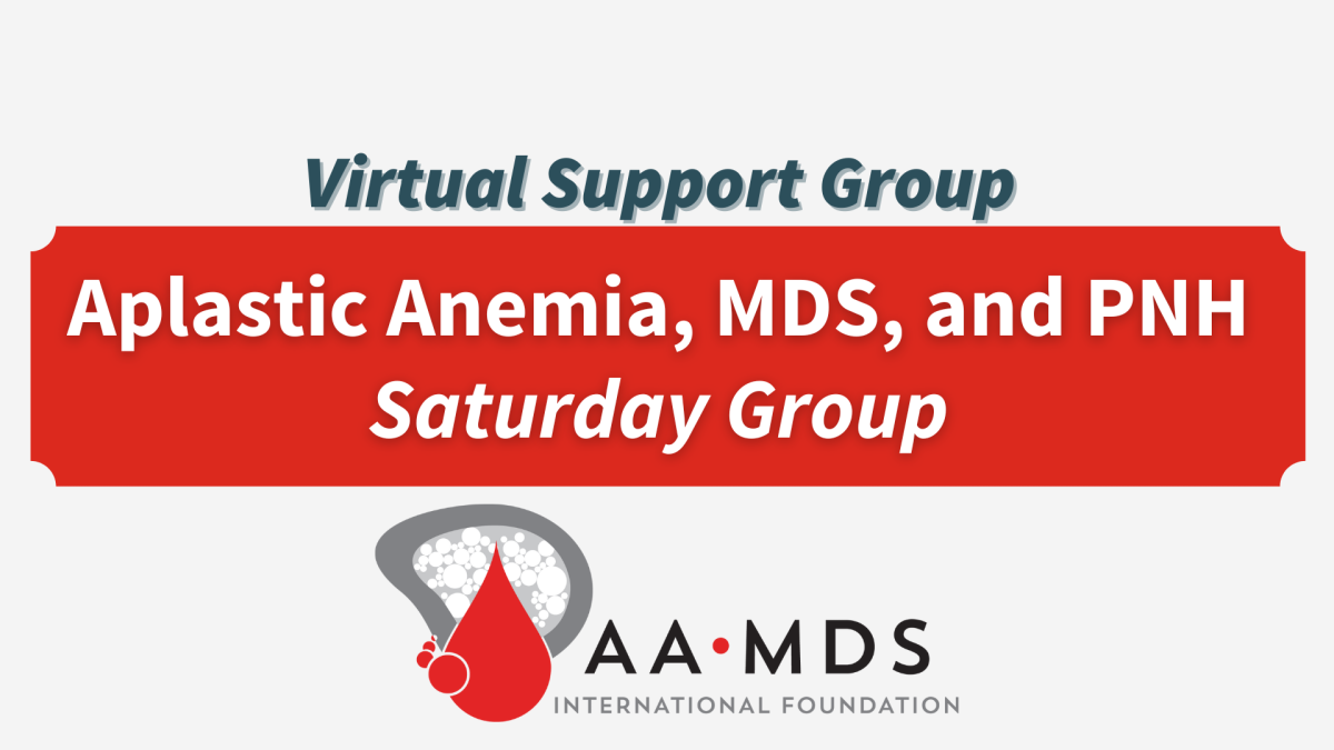 Introductory image: Aplastic Anemia, MDS, and PNH Virtual Support Group -Saturdays- 2024 April