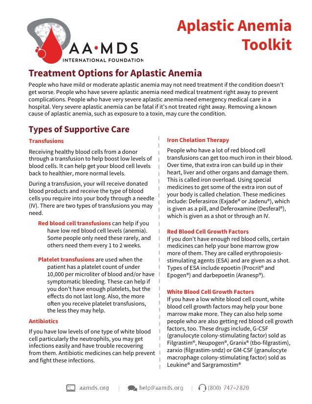 Aplastic Anemia Toolkit - Treatment Options for Aplastic Anemia (Thumbnail)