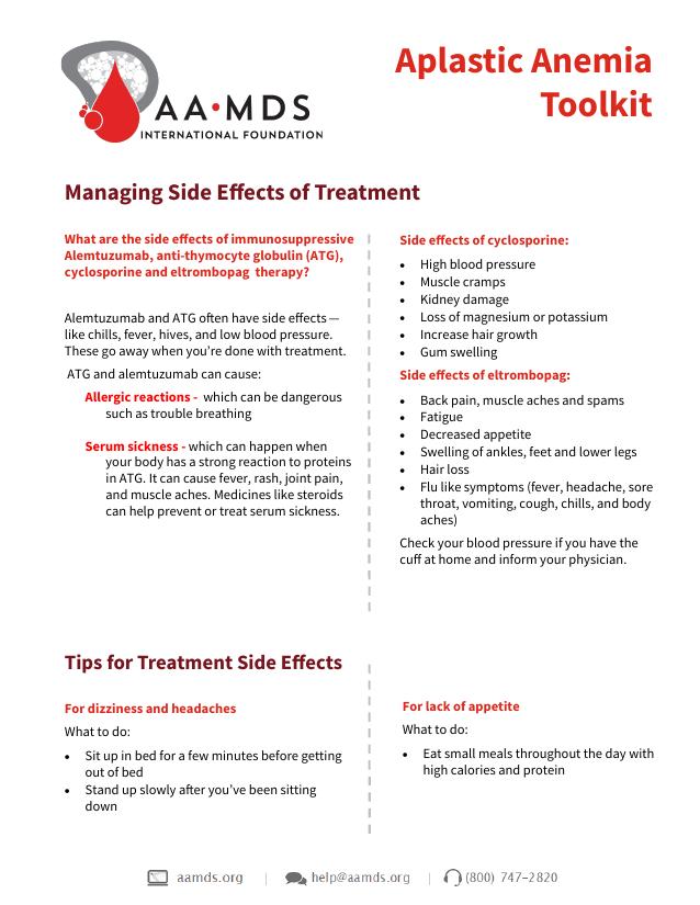 Aplastic Anemia Toolkit - Managing Side Effects of Treatment (Thumbnail)