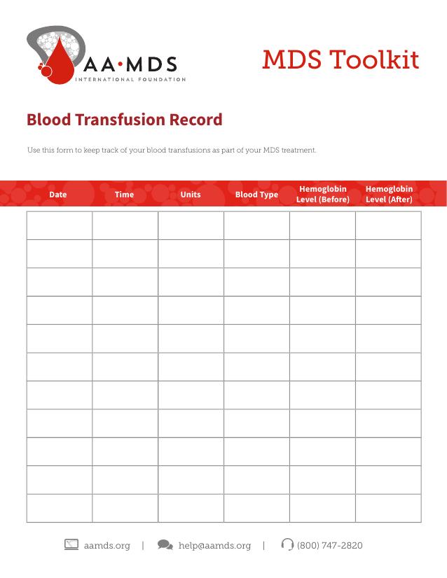 MDS Toolkit - Blood Transfusion Record (Thumbnail)