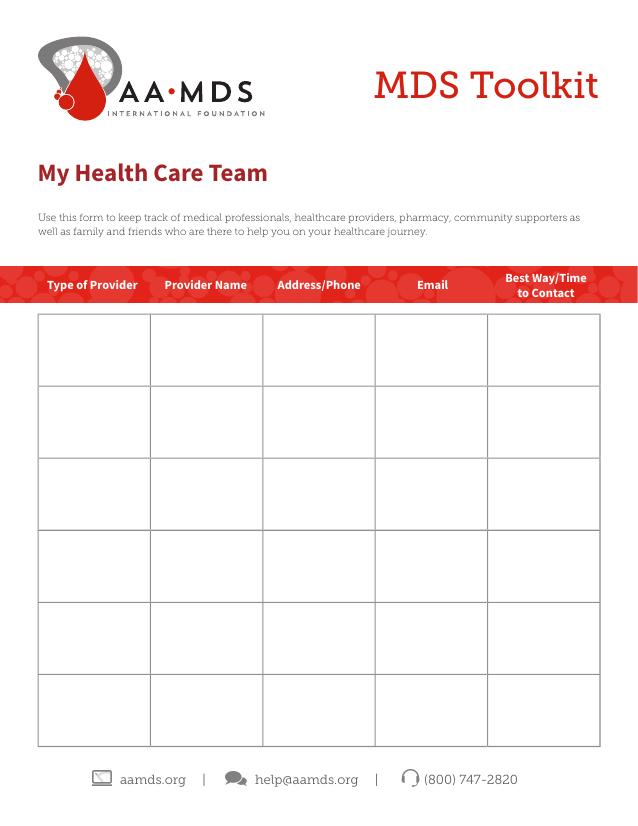 MDS Toolkit - My Health Care Team (Thumbnail)