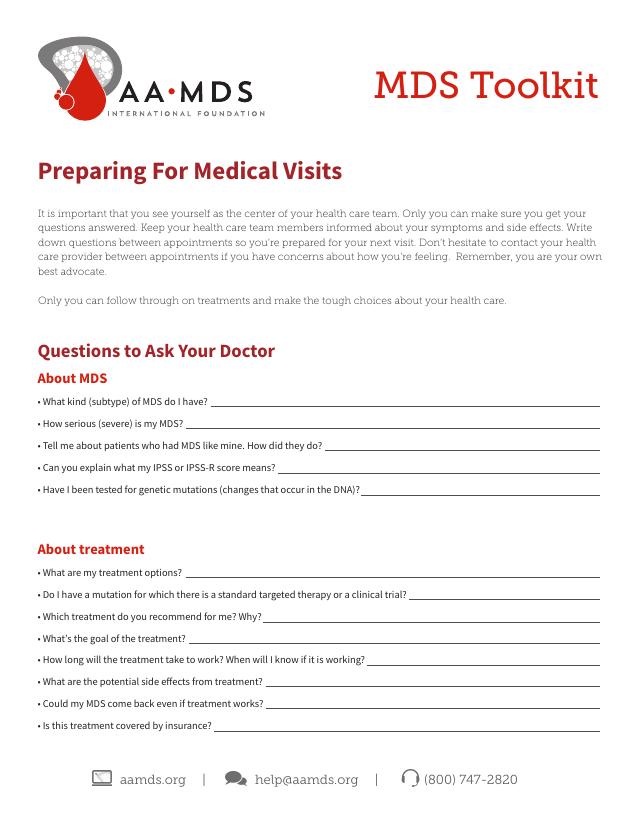 MDS Toolkit - Preparing for Medical Visits (Thumbnail)