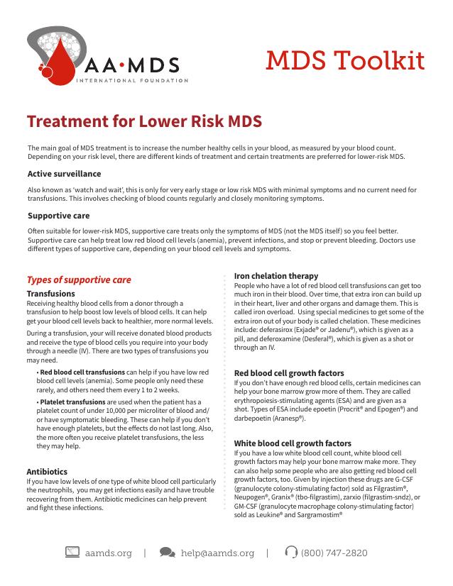 MDS Toolkit - Treatment for Lower Risk MDS (Thumbnail)