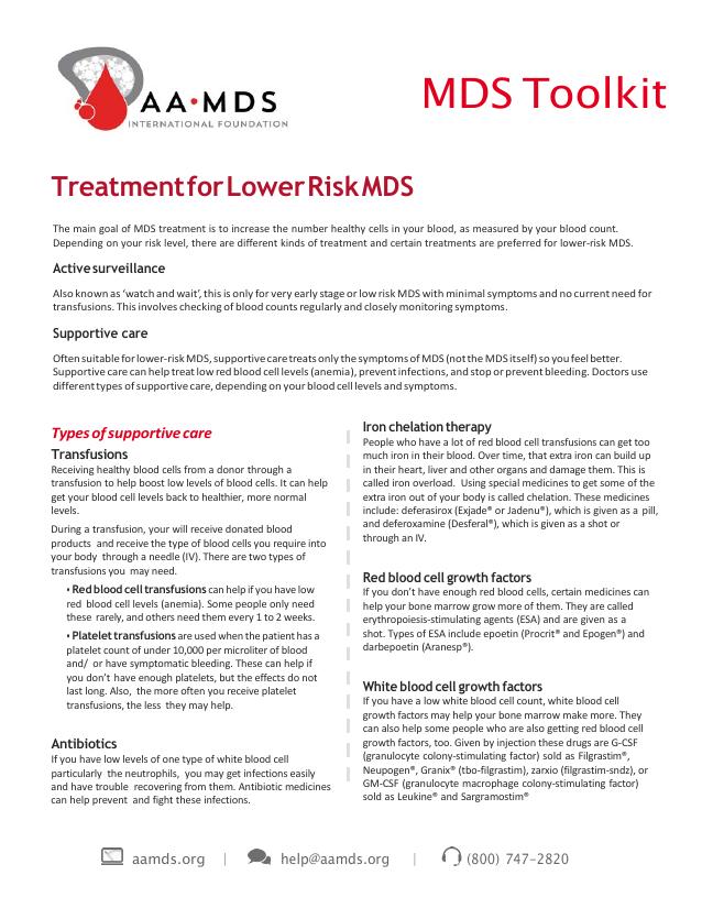 MDS Toolkit - Treatment for Lower Risk MDS (Thumbnail)