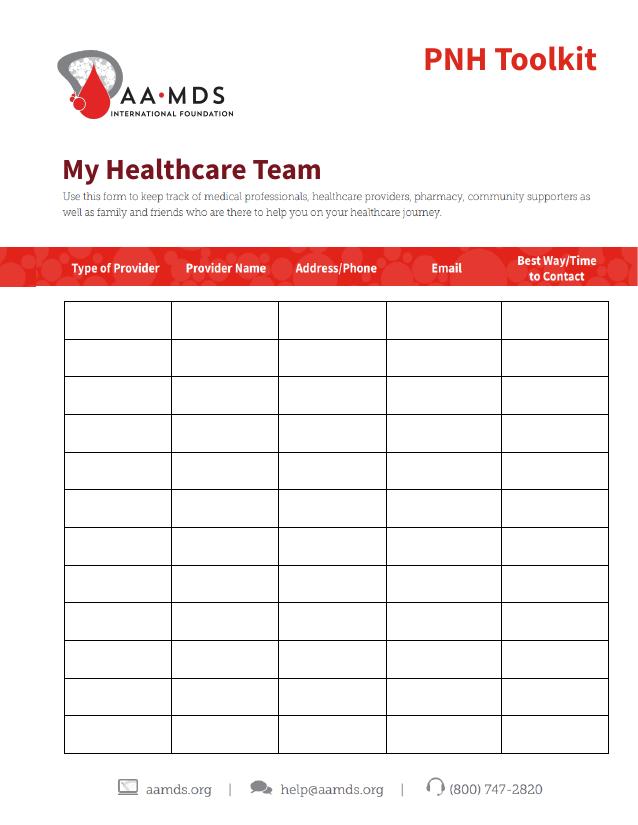 Aplastic Anemia Toolkit - Healthcare Team Tracker (Thumbnail)