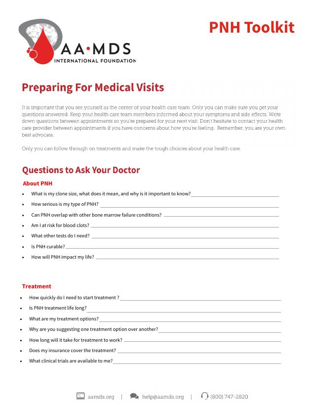 Aplastic Anemia Toolkit - Preparing for Medical Visits (Thumbnail)